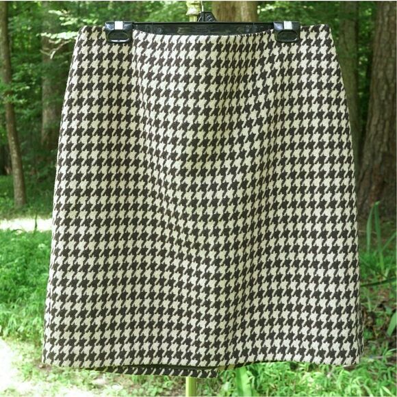 NWT Talbots Brown Tan Houndstooth Pencil Skirt - Picture 3 of 6